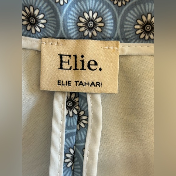 Elie Tahari Blue Printed Stretch Pants Straight Leg Size 8 - Picture 7 of 10